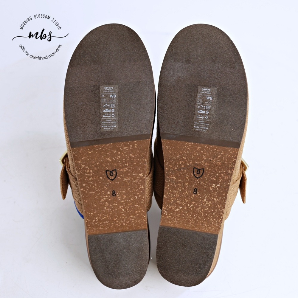 Rothy's Tan Canvas Clog Mules with Gold Buckle - Picture 6 of 14
